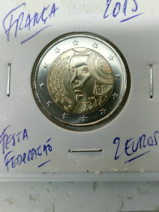 França / moeda 2 euros - 2015 / festa federação