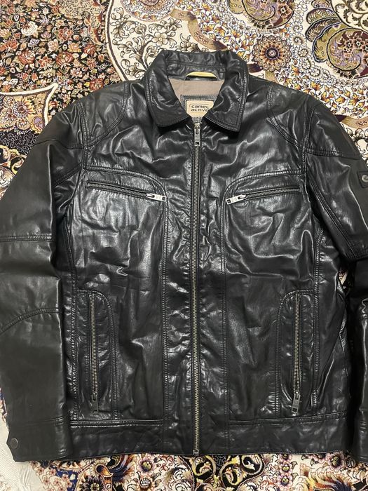 Кожана куртка camel