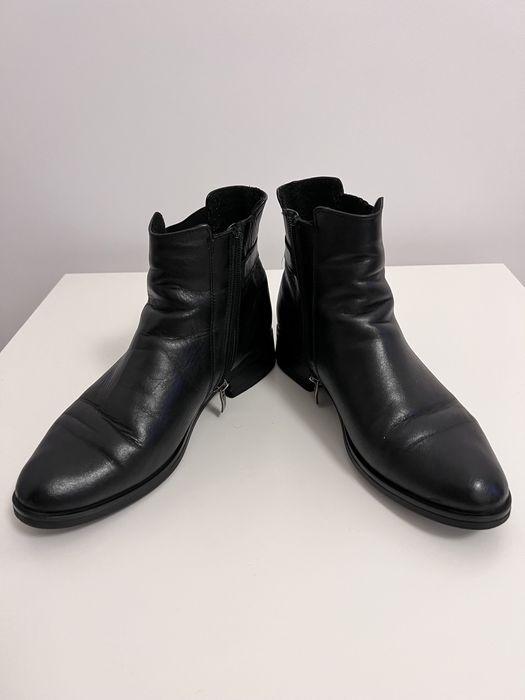 Czarne sztyblety botki skóra naturalna skórzane 37