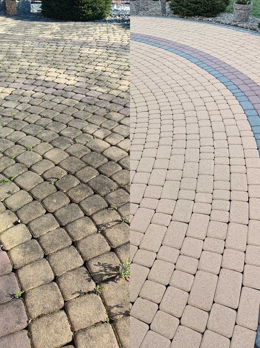 Mycie kostki brukowej elewacji dachów,tarasów, hal