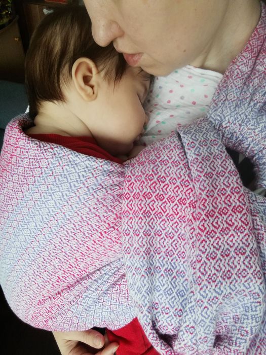 Żakardowa chusta kółkowa Lennylamb serduszka