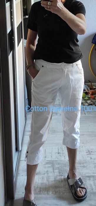 Spodnie białe bawełna Capri vintage