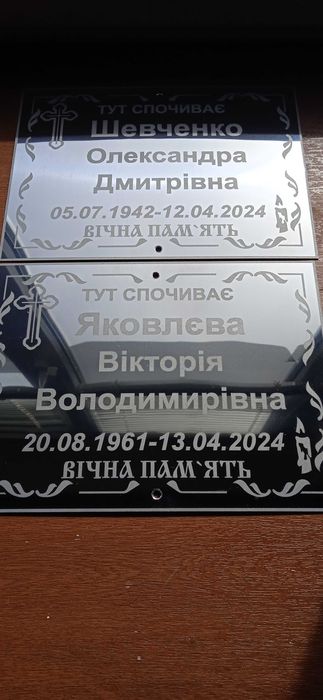 Табличка на хрест, пам'ятник, ритуальні таблички