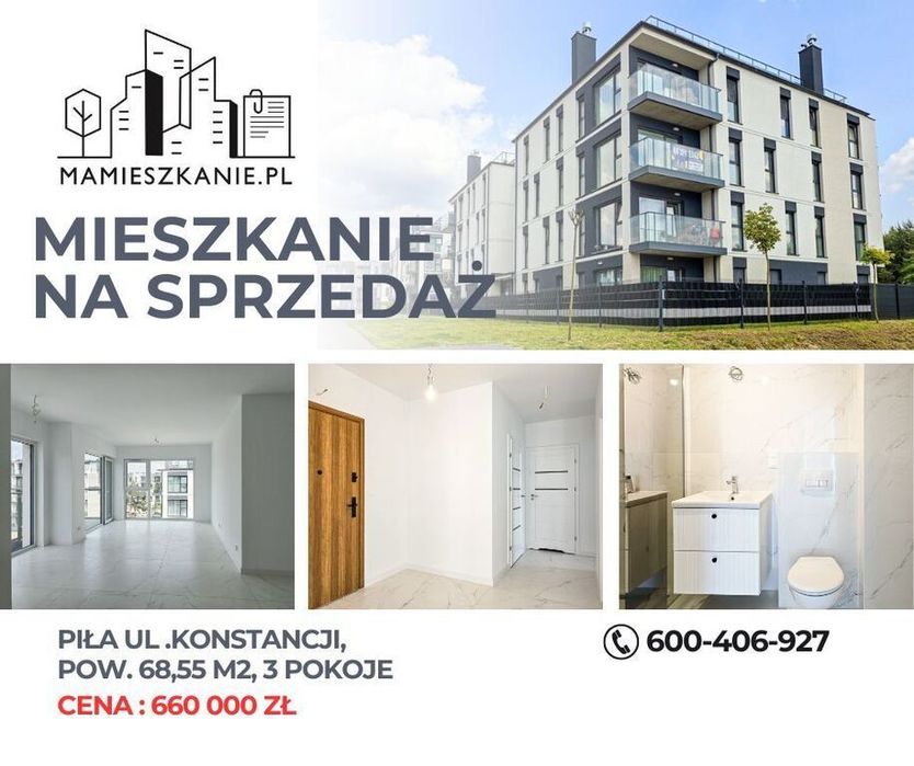 3-pokojowe mieszkanie z balkonem-Szklane Tarasy