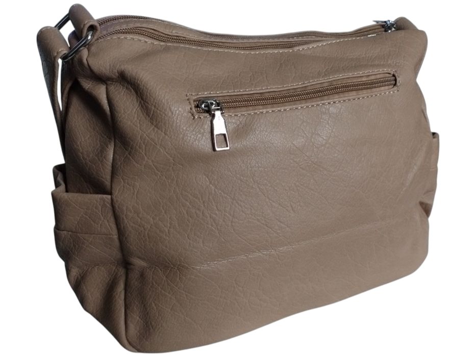 Torebka Damska Listonoszka Na Ramię - Dużo Kieszeni, Brązowa, Miejska