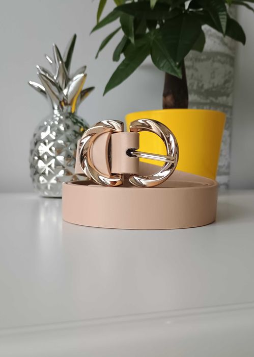 Nowy, damski pasek 100 cm - beżowy