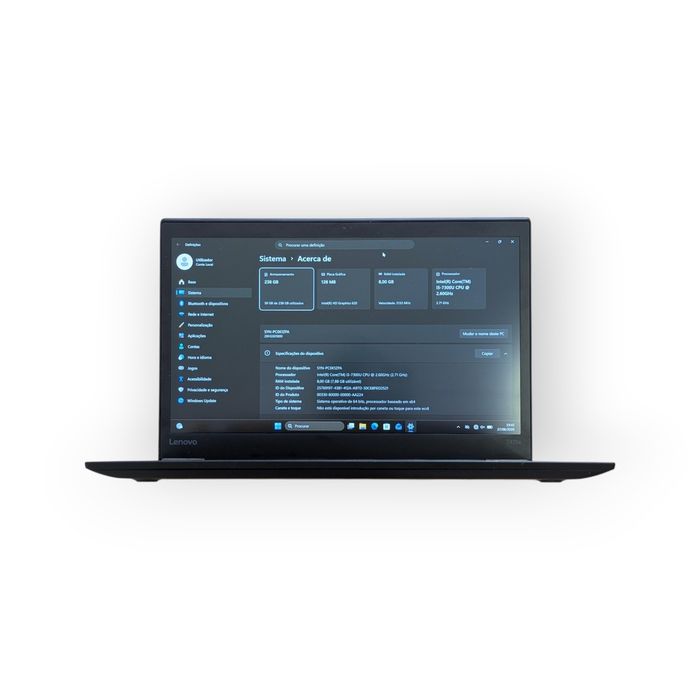 Portátil Lenovo T470s | Intel®  i5 2,6 GHz | 8 GB DDR4| 256| Recondicionado | Leve e resistente