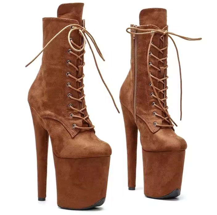 Botki do pole dance exotic brązowe 20cm obcas