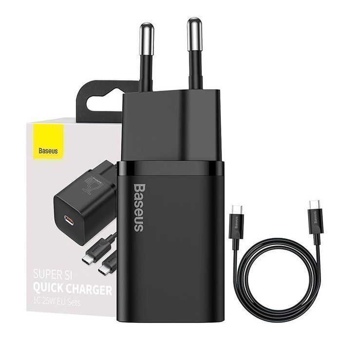 Ładowarka sieciowa Baseus Super 1C 25W z przewodem USB-C do USB-C 1m