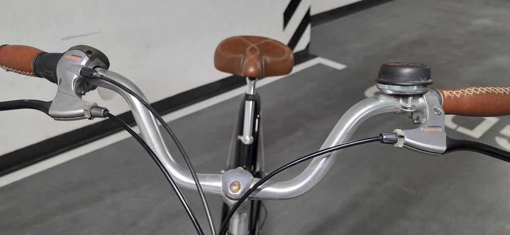ROWER ELECTRA TOWNIE 8 męski czarny elementy skórzane