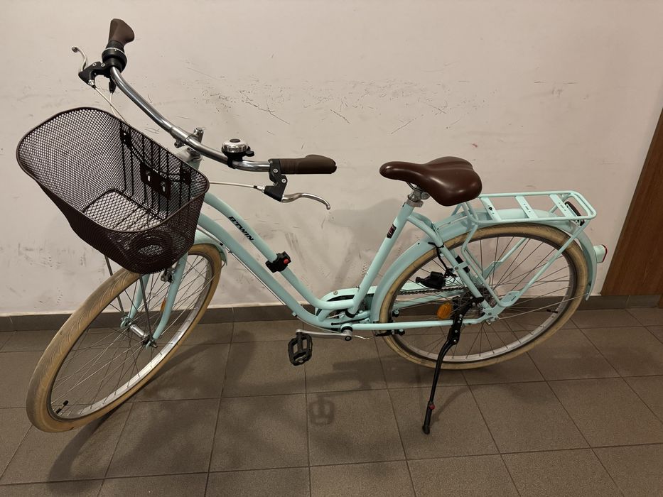 Rower miejski damski Btwin kolor mietowy koła 28