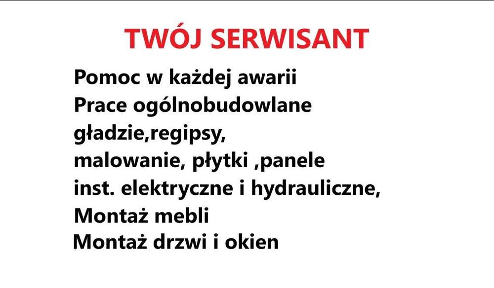 Złota rączka  , ślusarz ,elektryk , hydraulik, konserwator, usługi bud