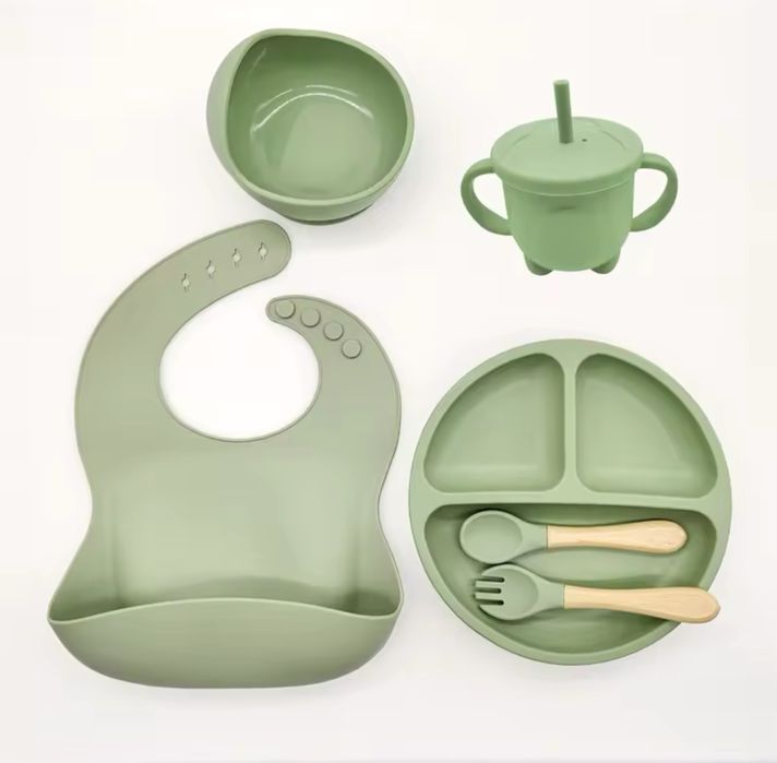 Набір дитячого силіконового посуду, дитяча тарілка, посуд для немовлят