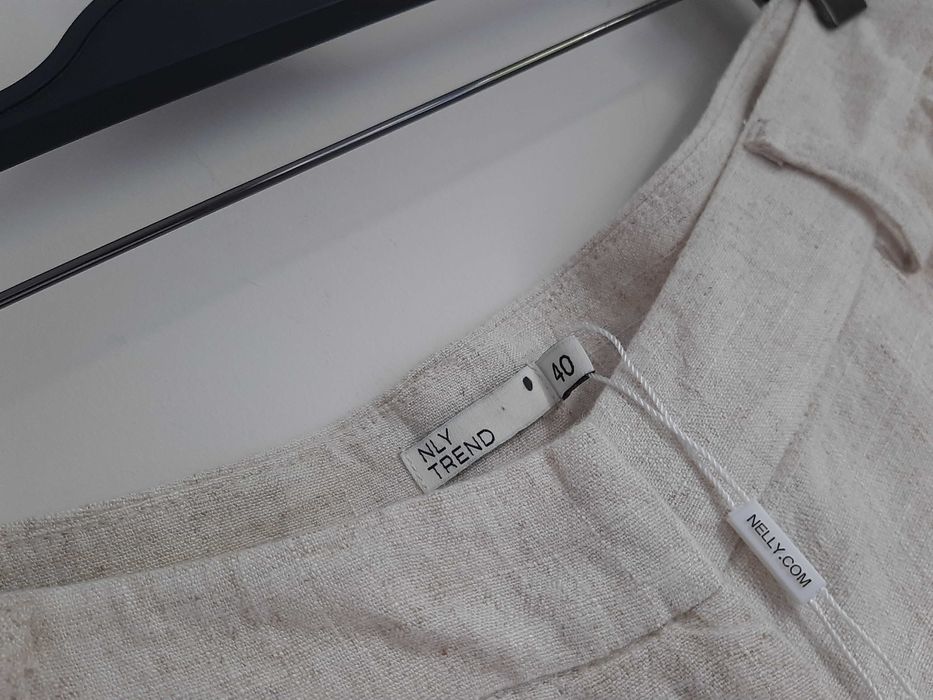 Lniano bawełniane szerokie spodnie L