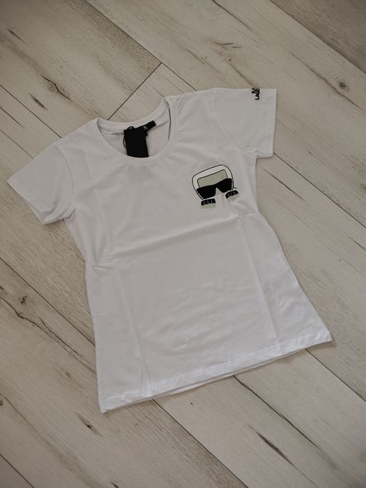 Biały t-shirt damski bawełna Karl