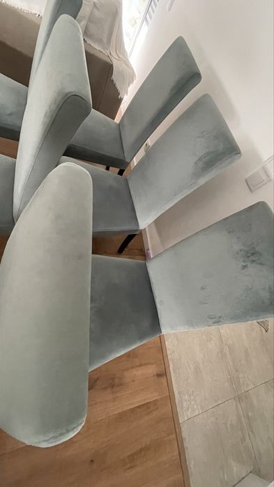 Conjunto de 6 Cadeiras tom azul pastel veludo