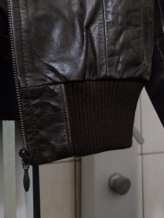 kurtka męska M skórzana brązowa kremowa ekologicznie ekologicznie eco