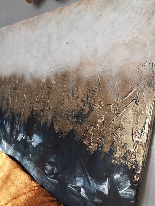 Duży (152x60) obraz strukturalny abstrakcja