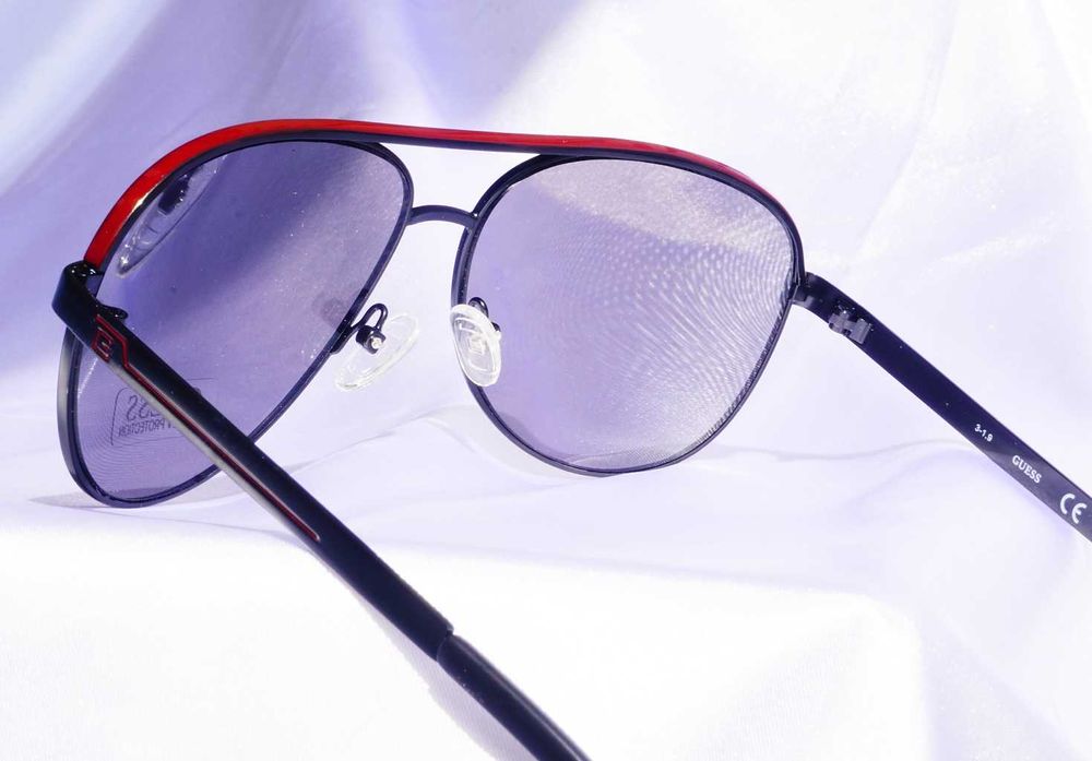 Okulary GUESS GF0172  czarne czerwone aviatory polaryzacja sunglasses pilotki Cena Producenta: 980 PLN