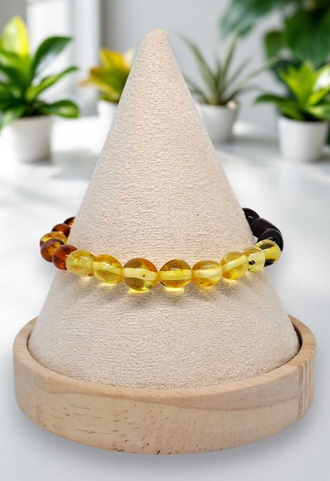 Bransoletka z bursztynu, BURSZTYN cytryna, koniak, wiśnia #1251