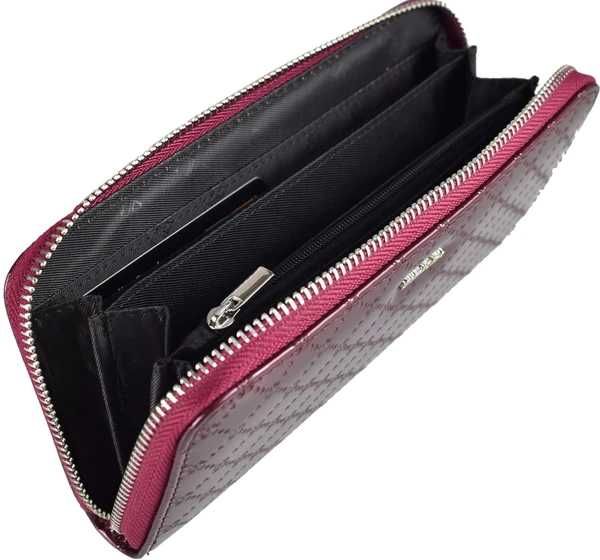 Portfel damski skórzany duży bordowy - Semi Line + eleganckie pudełko