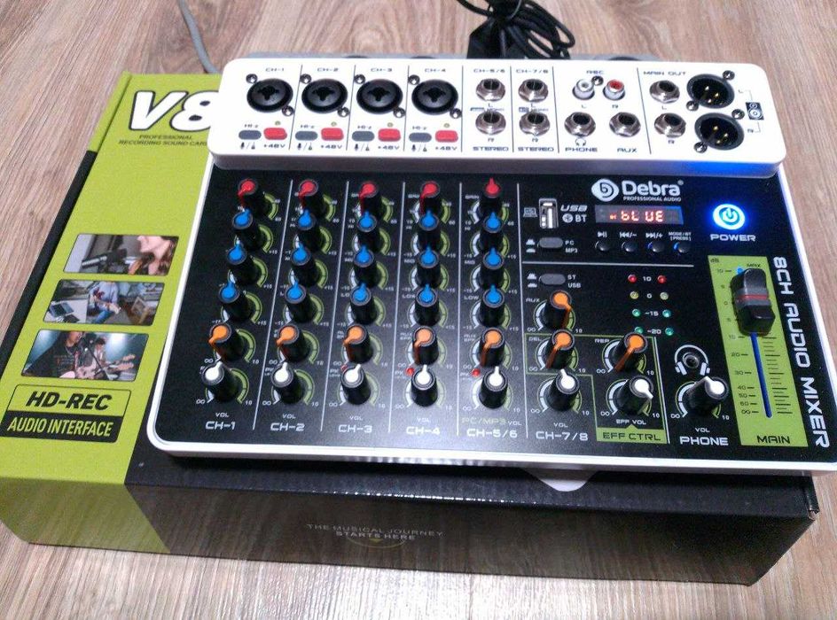 Микшерный пульт Debra  V8, Usb, Bluetooth
