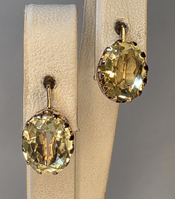 Золотые серьги ссср с цитриром