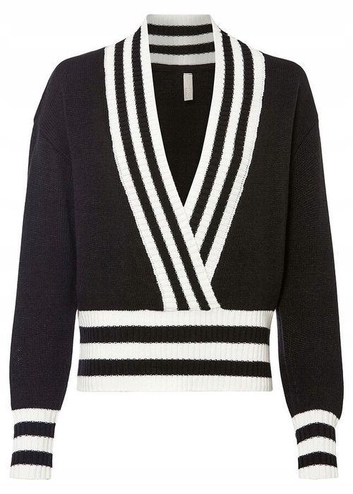 B.P.C sweter kopertowy czarny z paskami 44/46.