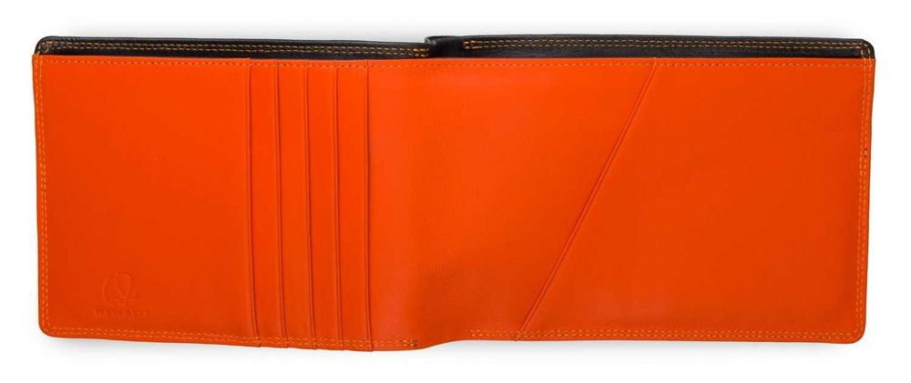 Carteira Passaporte homem com RFID em pele MYWALIT na cor Black/Orange
