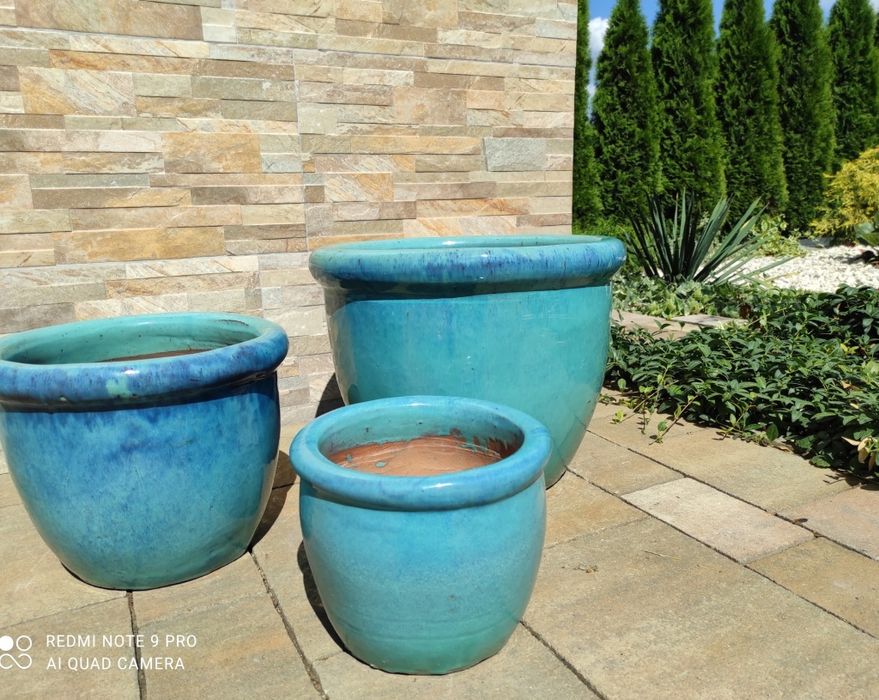 Donica ceramiczna szkliwiona 3 sztuki