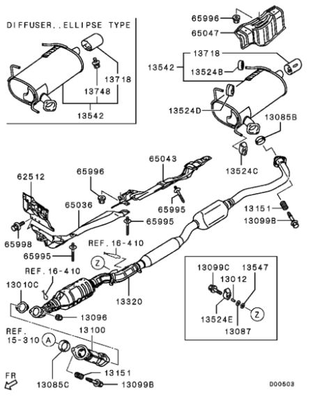 Резонатор Мицубиши Аутлэндер II XL Mitsubishi Outlander II XL 2.0 2.4