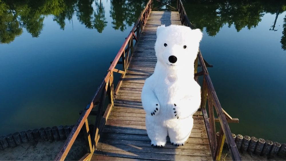 Duży Biały Miś Leon 2.6m zaskocz gości Eventy Wesele Impreza Urodziny