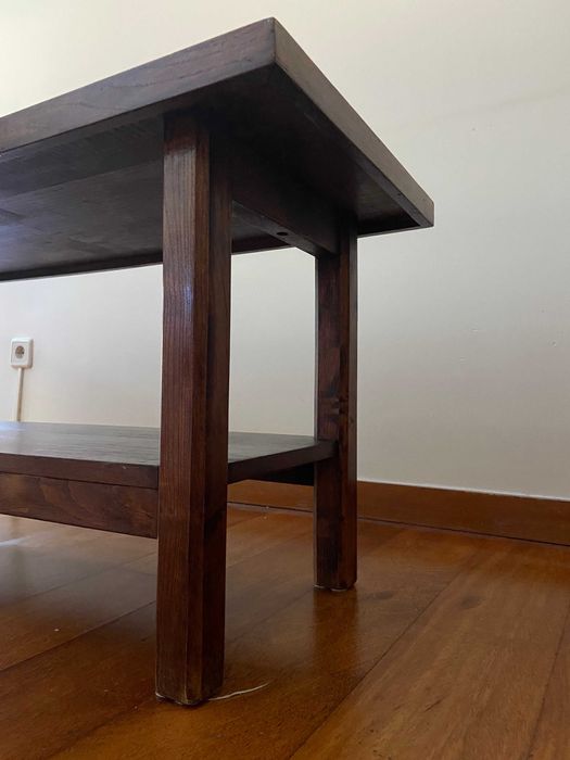 Mesa de centro/apoio em madeira maciça mogno com 1,20 m x 0,42 m