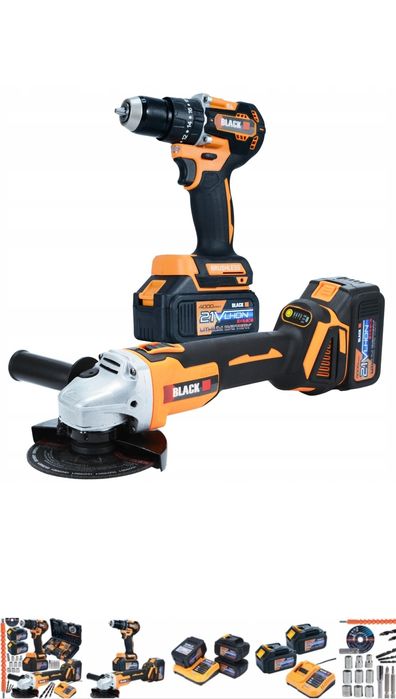 Zestaw BLACK szlifierka akumulatorowa  plus wkrętarka  2x aku  najwytr