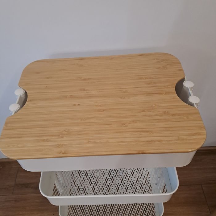 Wózek råskong ikea, z przykrywką, biały,bambus, opakowanie.