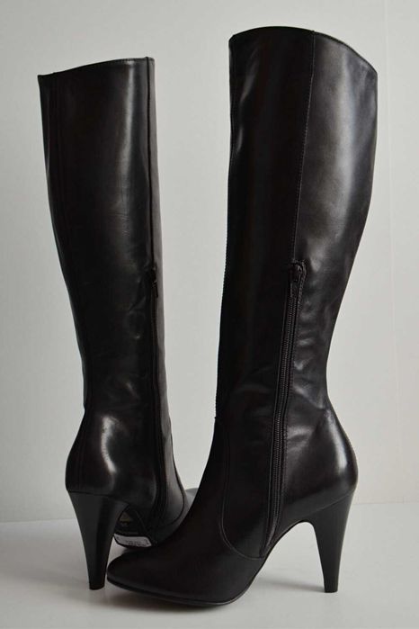 TAJEMNICZA KLASYKA kozaki Minelli do kolan skóra stabilna szpilka 36