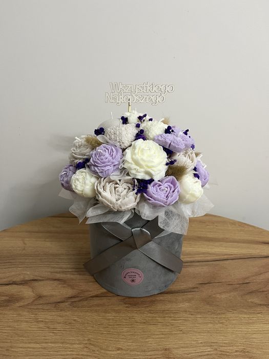 Flowerboks ze swiec sojowych prezent ślub podziekowania wesele chrzest