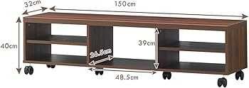Szafka RTV stojąca 150 cm x 40 cm x 32 cm na kółkach