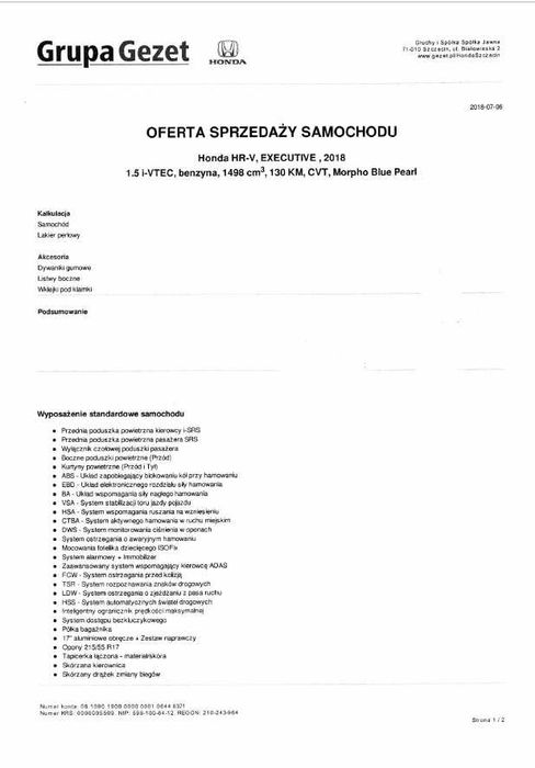 Honda HR-V 1,5i-VTEC benzyna