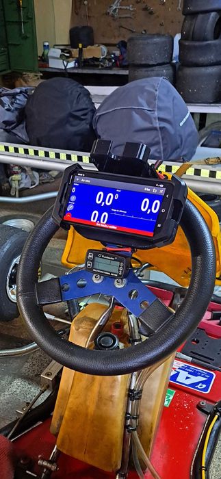 Suporte Volante Kart Antivibração Integrado p/ Smartphone e RaceBox Mini Kit/ Sodi e Birel