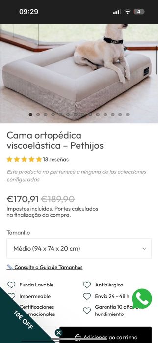 Cama cão ortopédica