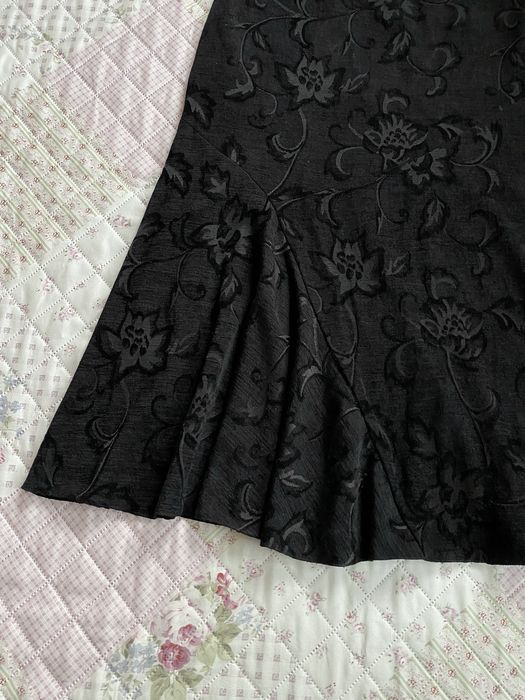 Czarna długa maxi spódnica w kwiaty M 38 L 40 vintage alternative