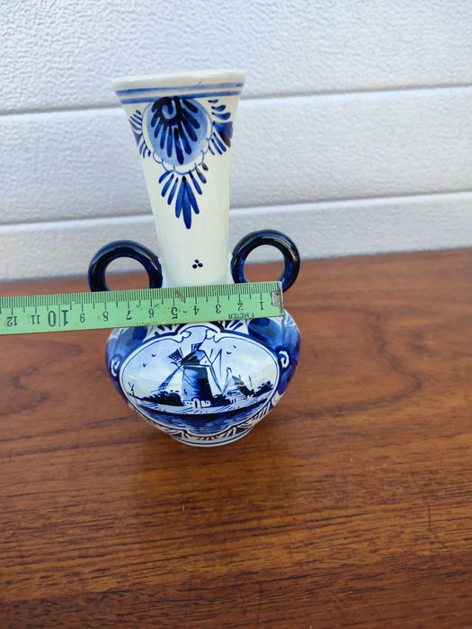 Ceramiczny wazon Delft - Holandia - ręcznie malowany - F