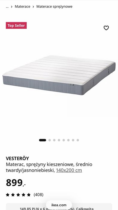 Materac Ikea Vesteroy 140x200cm