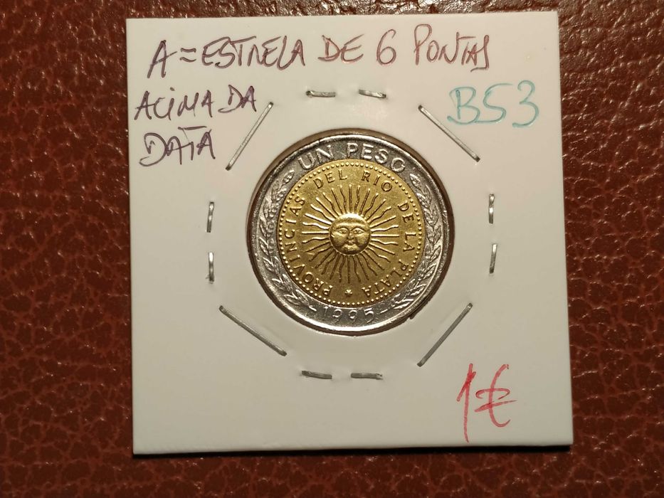 B53 moeda de 1 peso de 1995 A bimetálica - Argentina