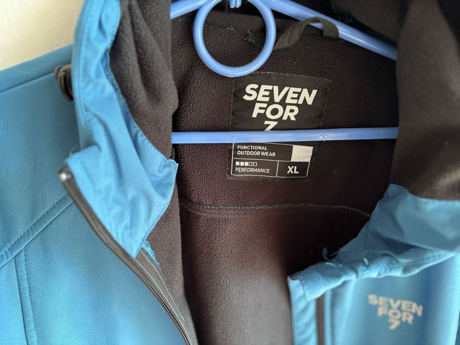 Seven For 7 softshell/bluza z kapturem XL,niebieska, polar, stan dobry