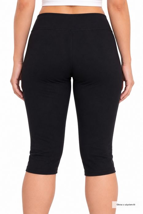 Kolarki czarne bawełniane wysoki stan Athleisure M