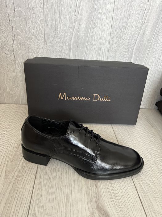 Шкіряні лакові massimo dutti 40 рр, 26 см туфлі дербі броги шнурівках