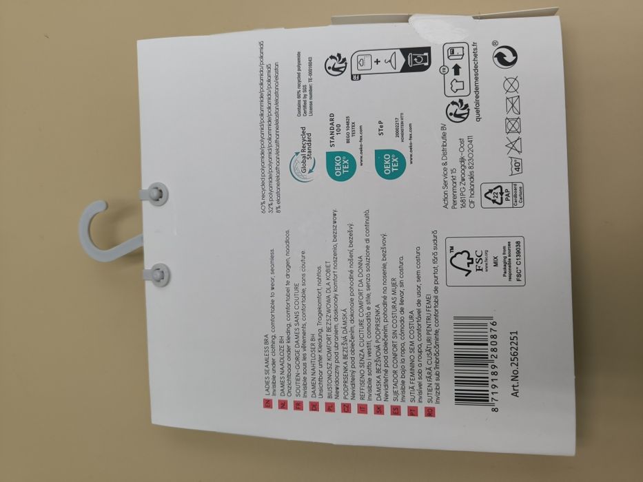 Biustonosz stanik sportowy bezszwowy bez fiszbin biały rozmiar S/M