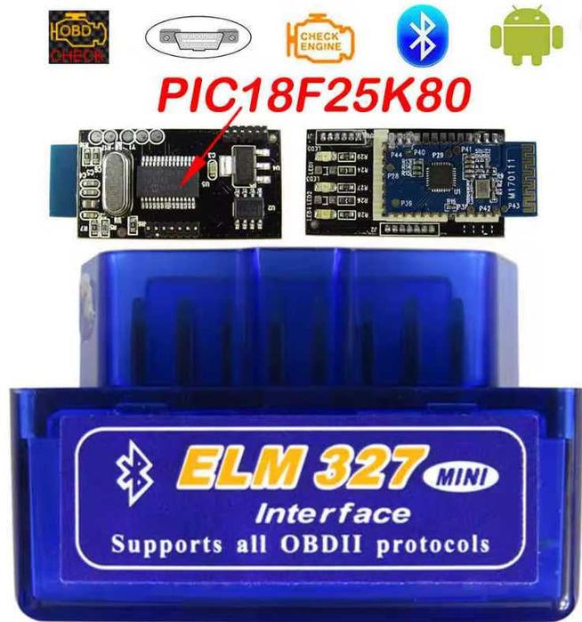 Автосканер ELM327 V1.5 Bluetooth OBD2 PIC18F25K80 2 плати для Android